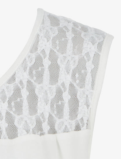 Top boule sans manches à dentelle - Blanc - 3