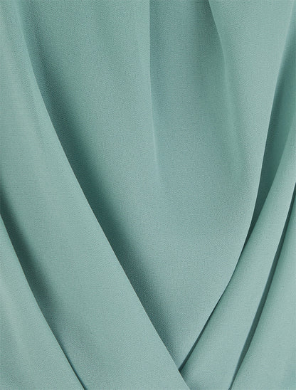 Top en voile effet drapé - Turquoise - 3