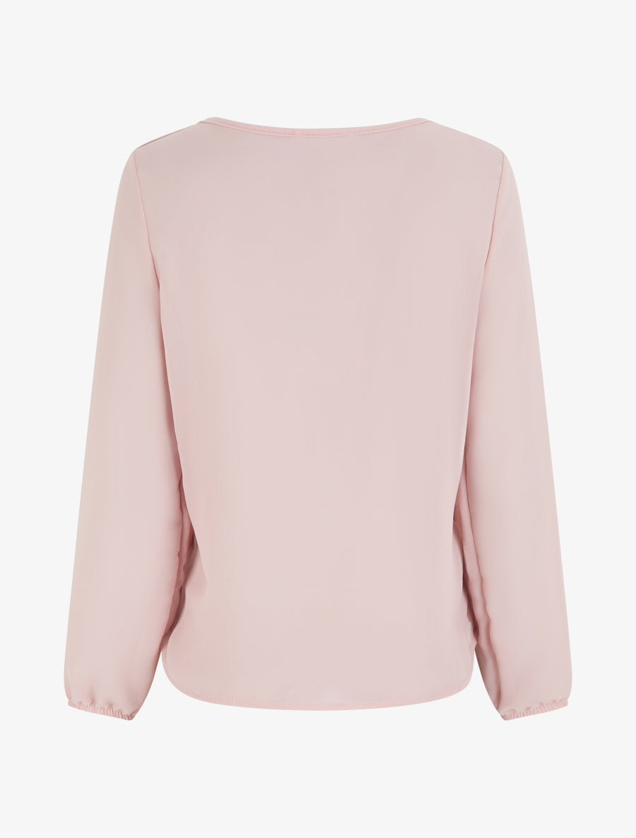 Blouse en voile à effet drapé - Rose - 2