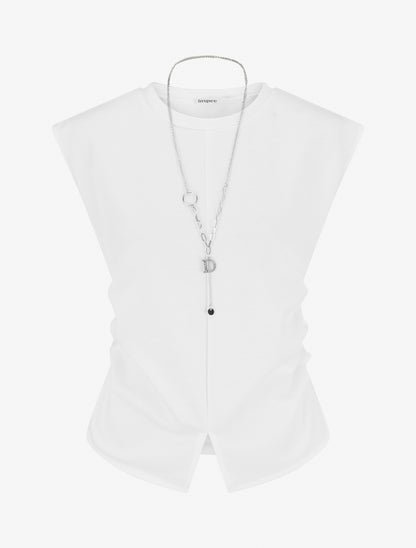 Top sans manches à côtés froncés - Blanc - 1