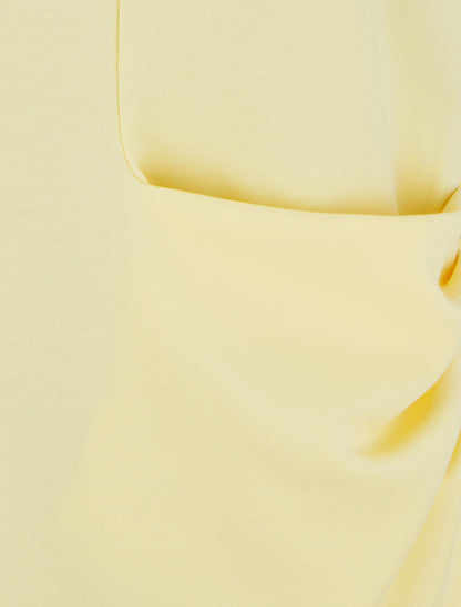 Top sans manches effet drapé et boutons - Jaune - 3