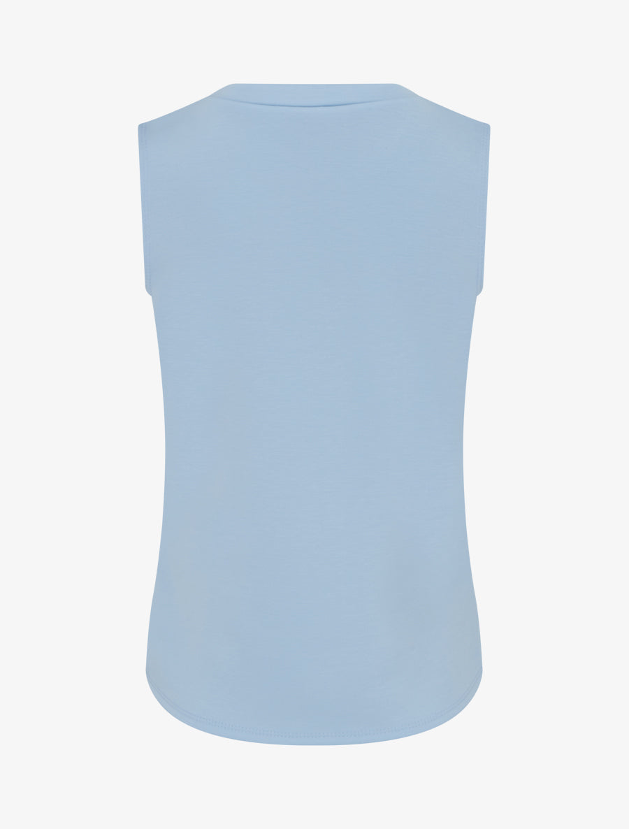 Top sans manches effet drapé et boutons - Bleu ciel - 2