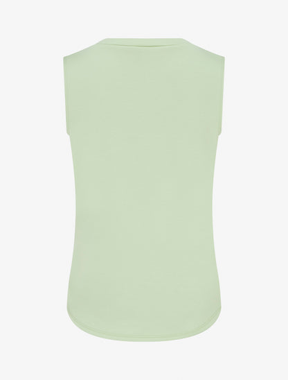 Top sans manches effet drapé et boutons - Vert amande - 2