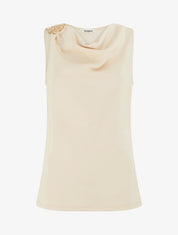 Top sans manches à bijou texturé - Beige - 1