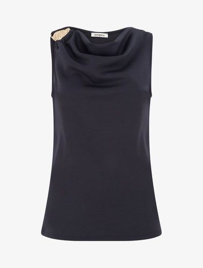 Top sans manches à bijou texturé - Bleu nuit - 1