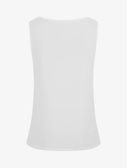 Top sans manches à col bénitier et bijou - Blanc - 2