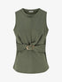 Top uni sans manches à empiècement bijou - Kaki - 1