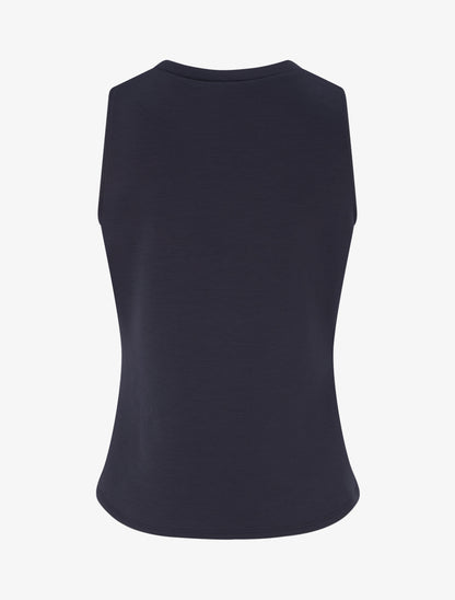 Top uni sans manches à empiècement bijou - Marine - 2