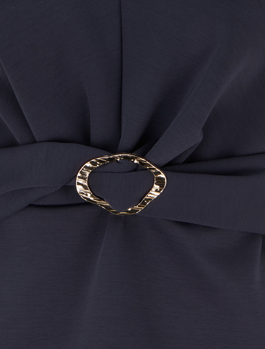 Top uni sans manches à empiècement bijou - Marine - 3