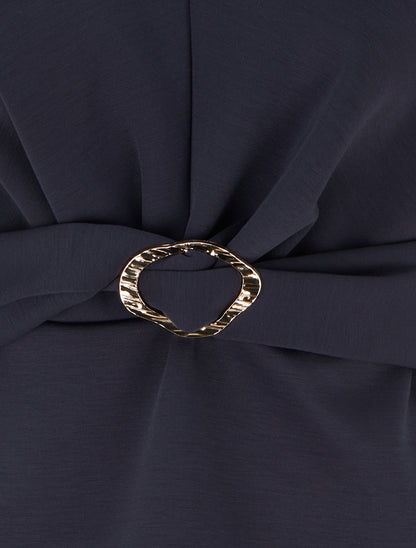 Top uni sans manches à empiècement bijou - Marine - 3