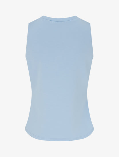 Top uni sans manches à empiècement bijou - Bleu ciel - 2