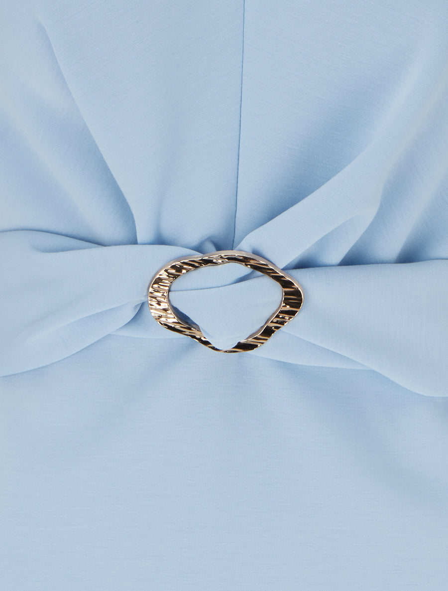 Top uni sans manches à empiècement bijou - Bleu ciel - 3