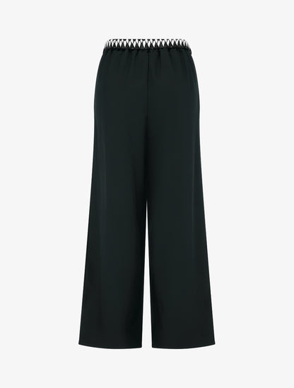 Pantalon ample uni et ceinturé - Noir - 2