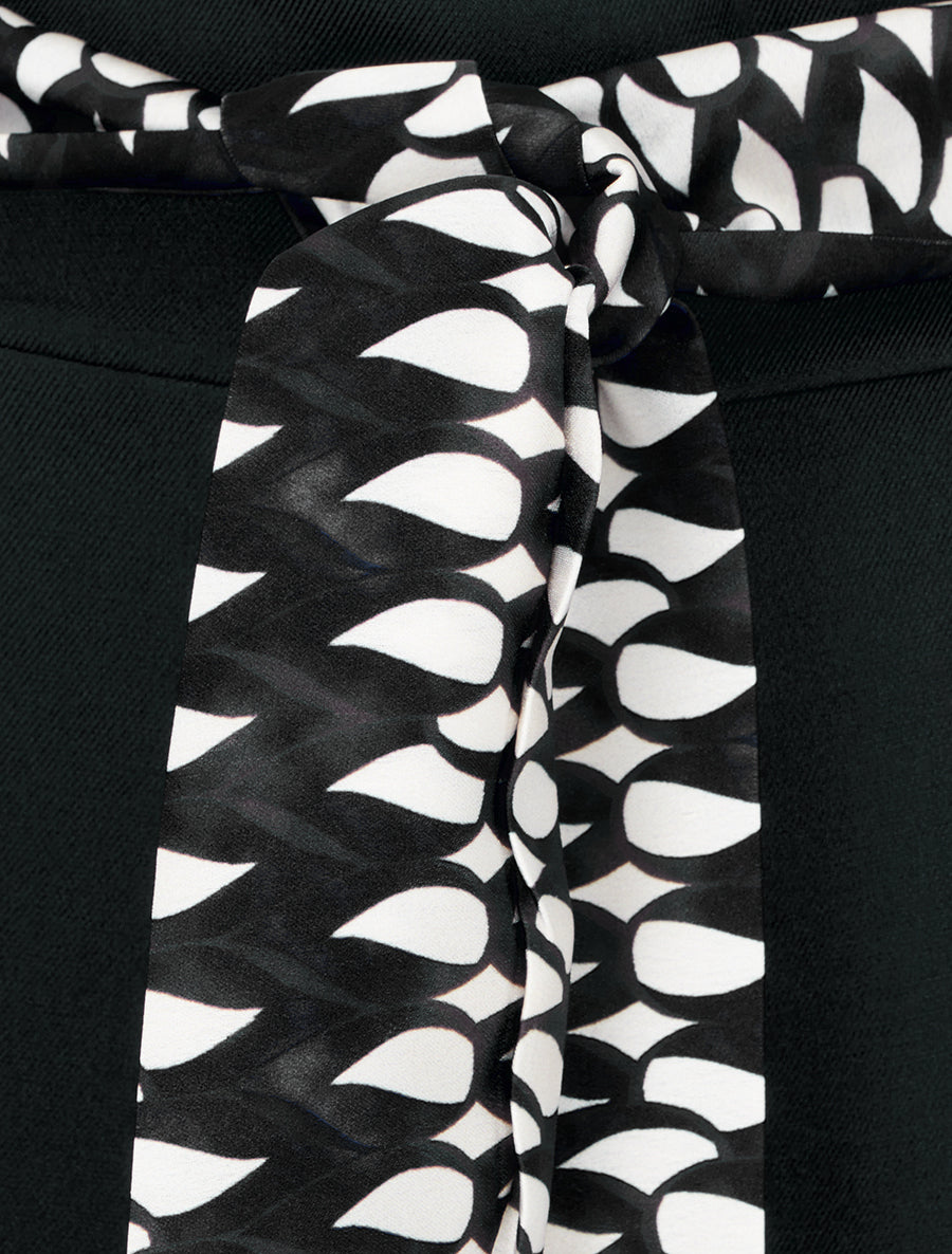 Pantalon ample uni et ceinturé - Noir - 3