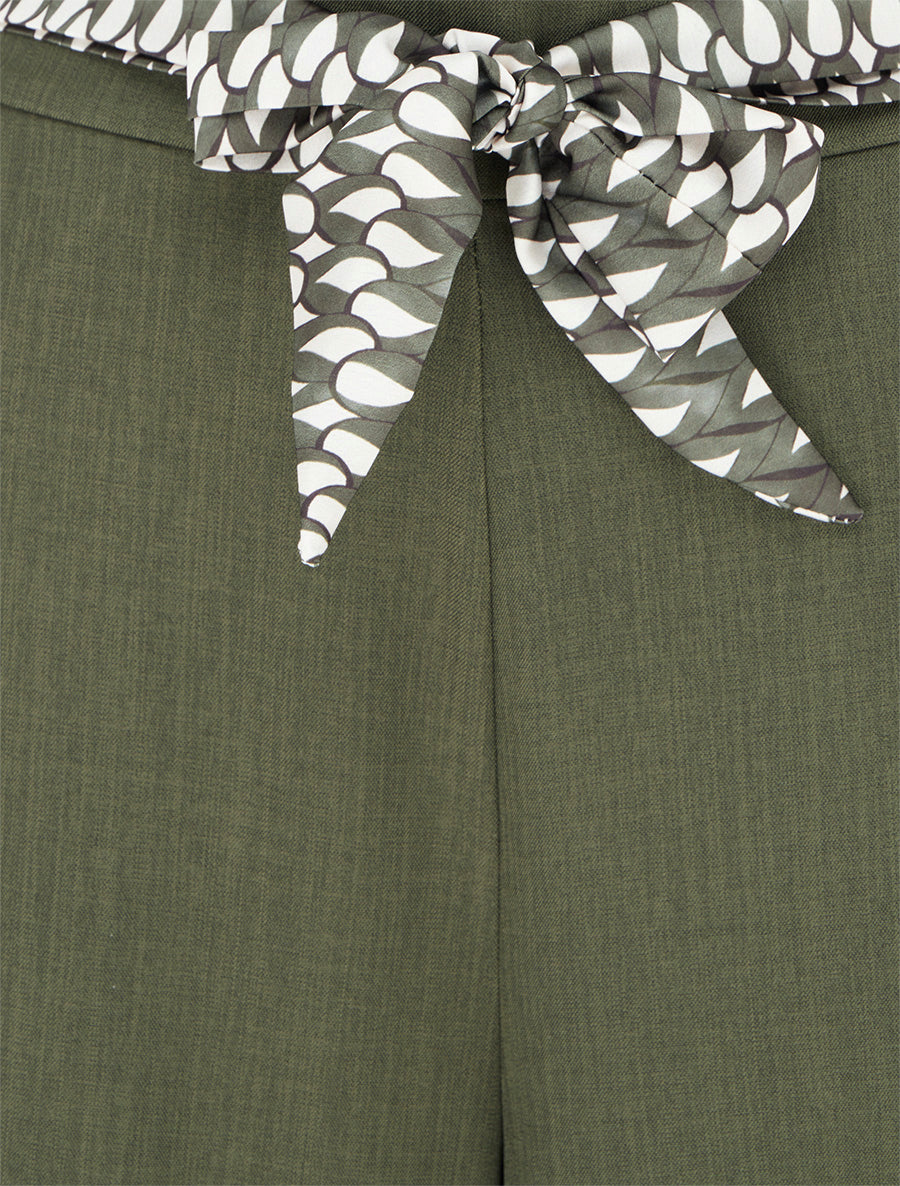 Pantalon ample uni et ceinturé - Kaki - 3