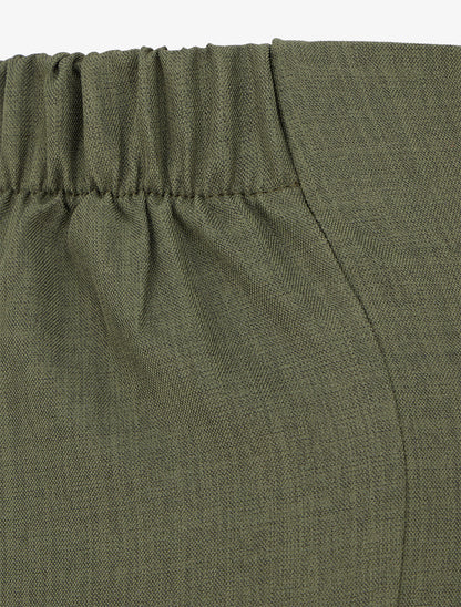 Pantalon ample à taille haute à boucle fantaisie - Kaki - 3