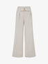 Pantalon ample à taille haute à boucle fantaisie - Beige - 1
