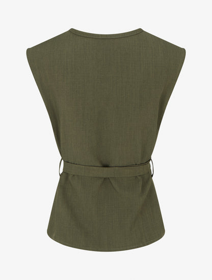 Top boutonné sans manches - Kaki - 2