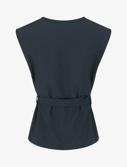 Top boutonné sans manches - Marine - 2