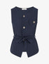 Top boutonné sans manches à poche décorative - Marine - 1
