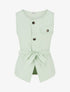 Top boutonné sans manches à poche décorative - Vert pomme - 1