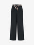 Pantalon droit ceinturé effet lin - Noir - 1