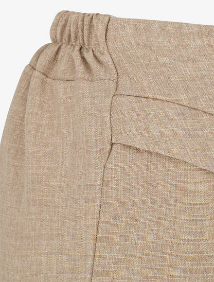 Pantalon droit effet lin à double pans - Taupe - 3