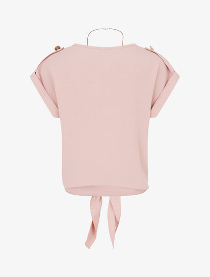 Top uni à nouer et manches courtes - Vieux rose - 2