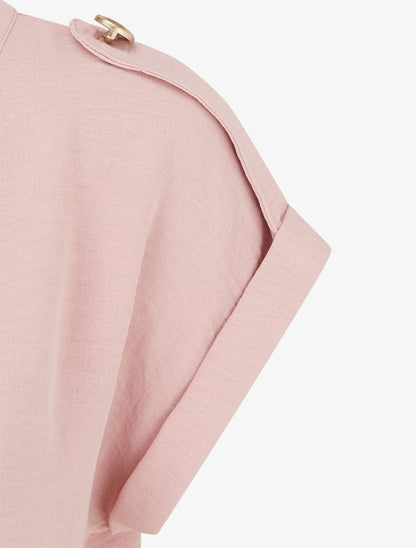 Top uni à nouer et manches courtes - Vieux rose - 3