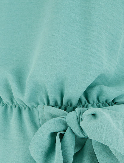 Top à col américain et noeud - Turquoise - 3