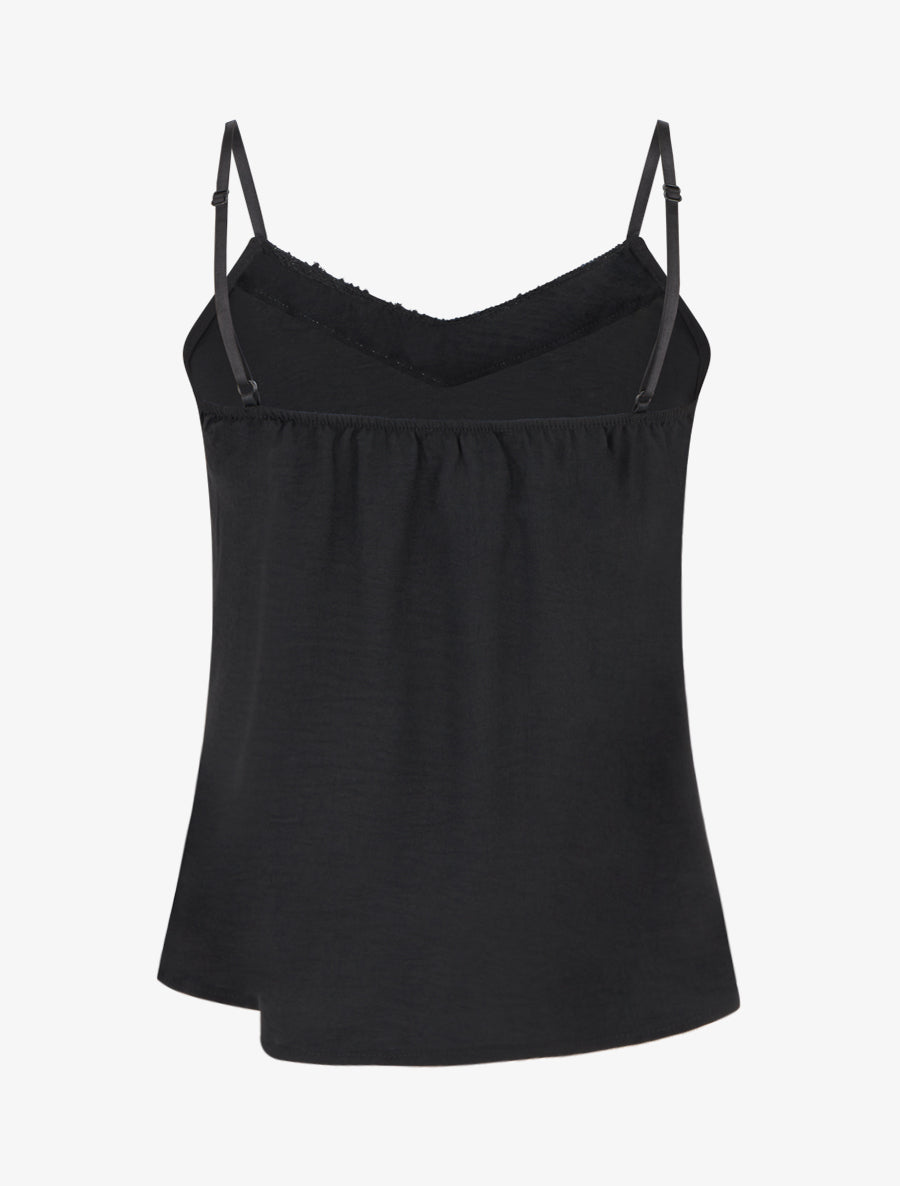 Caraco à col V brodé - Noir - 2