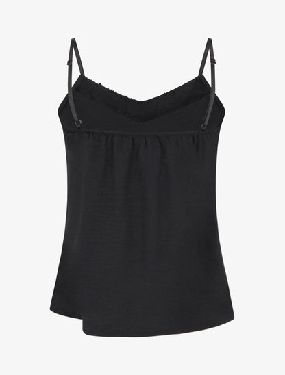 Caraco à col V brodé - Noir - 2