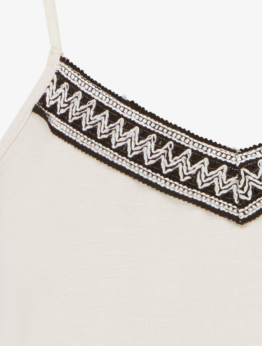 Caraco à col V brodé - Beige - 3