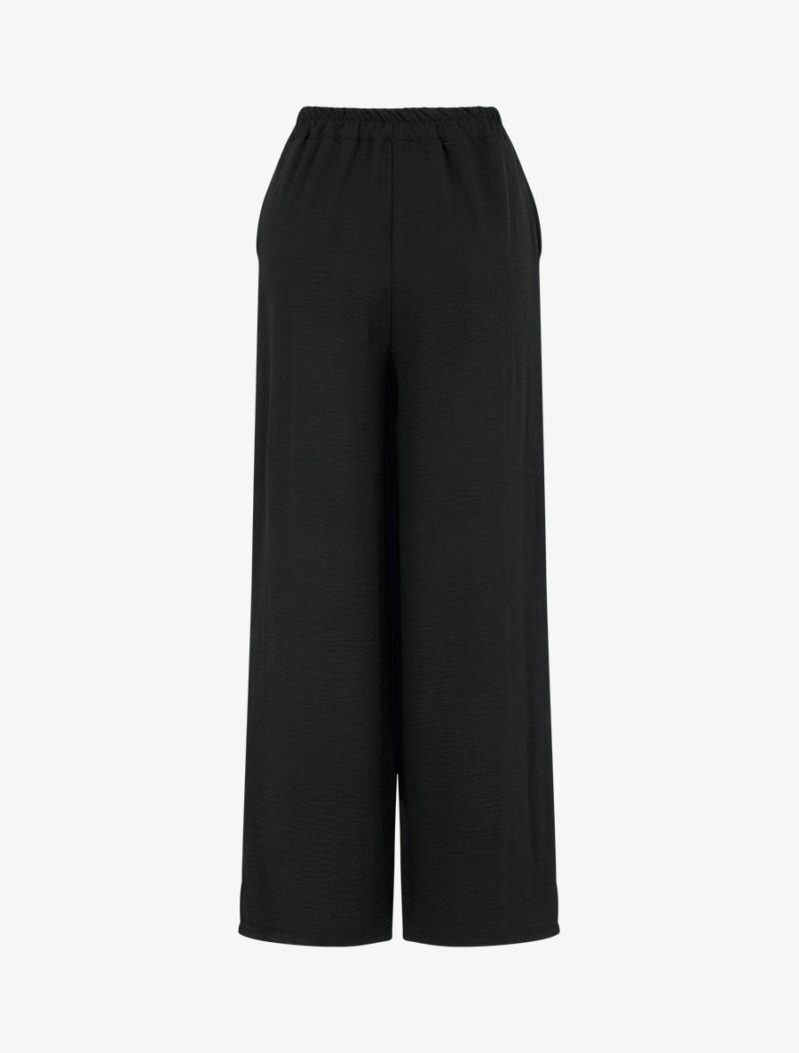 Pantalon ample à bords brodés - Noir - 2