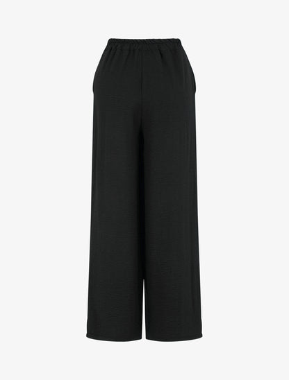Pantalon ample à bords brodés - Noir - 2