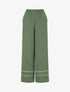 Pantalon ample à bords brodés - Kaki - 1