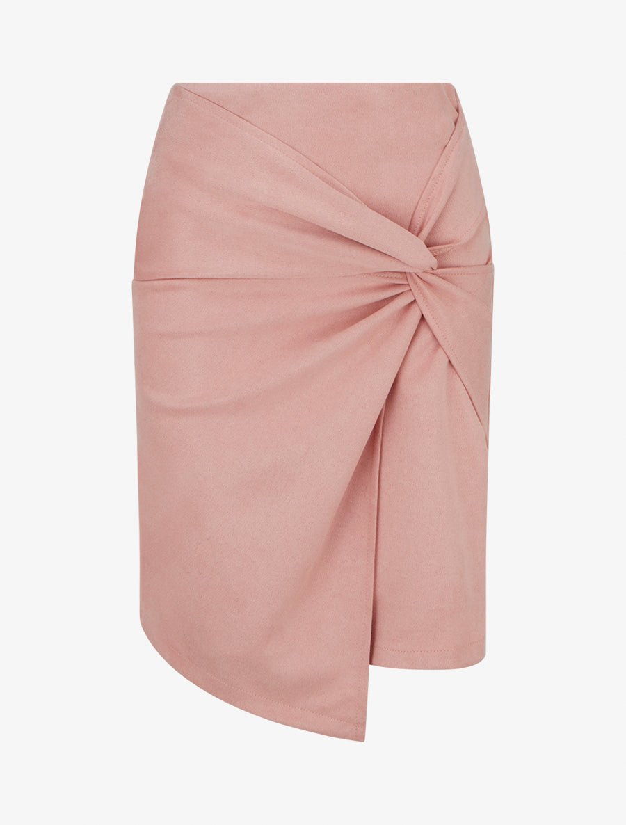 Rechte rok in suèdine met gedraaid effect - Roos