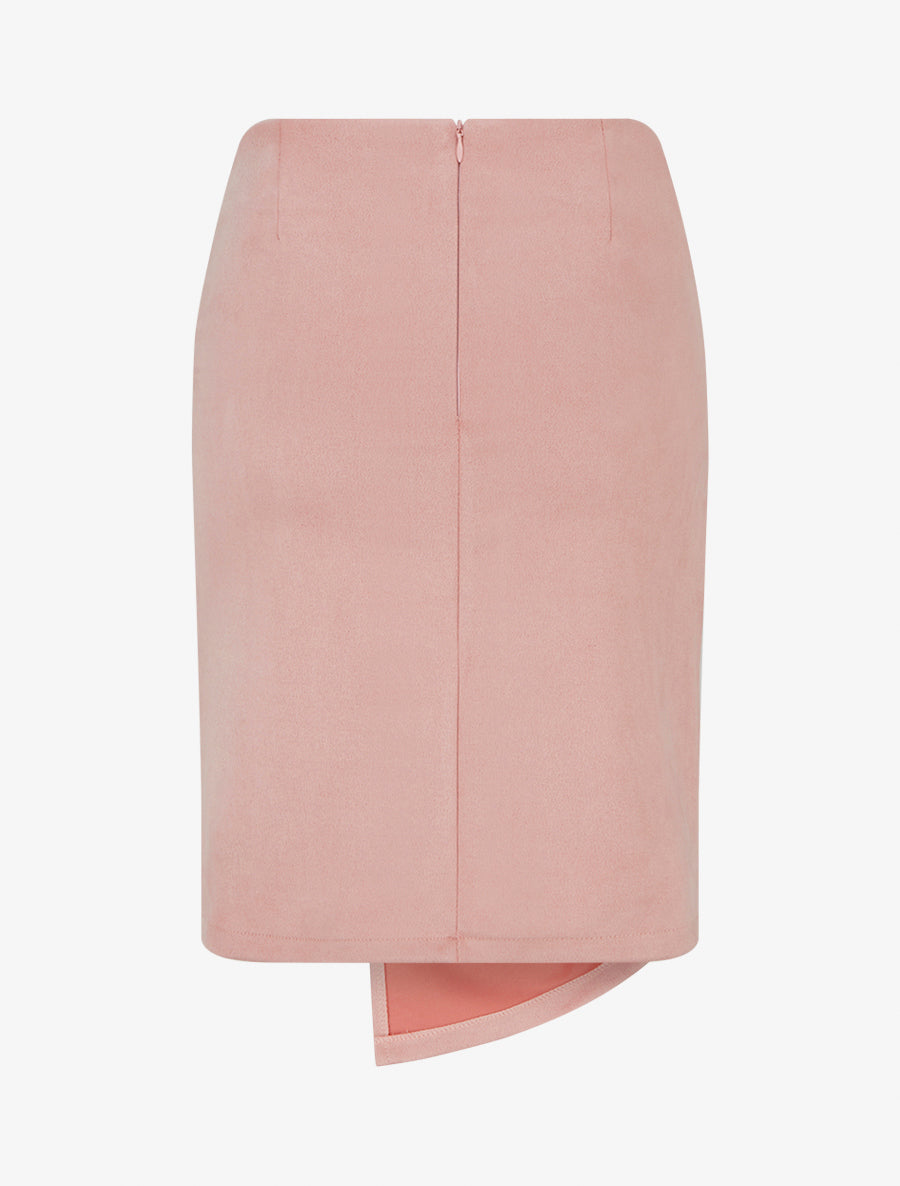 Rechte rok in suèdine met gedraaid effect - Roos