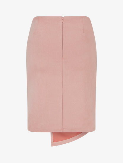 Rechte rok in suèdine met gedraaid effect - Roos