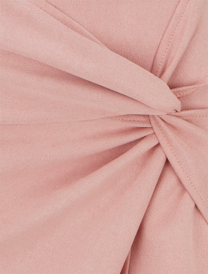 Rechte rok in suèdine met gedraaid effect - Roos