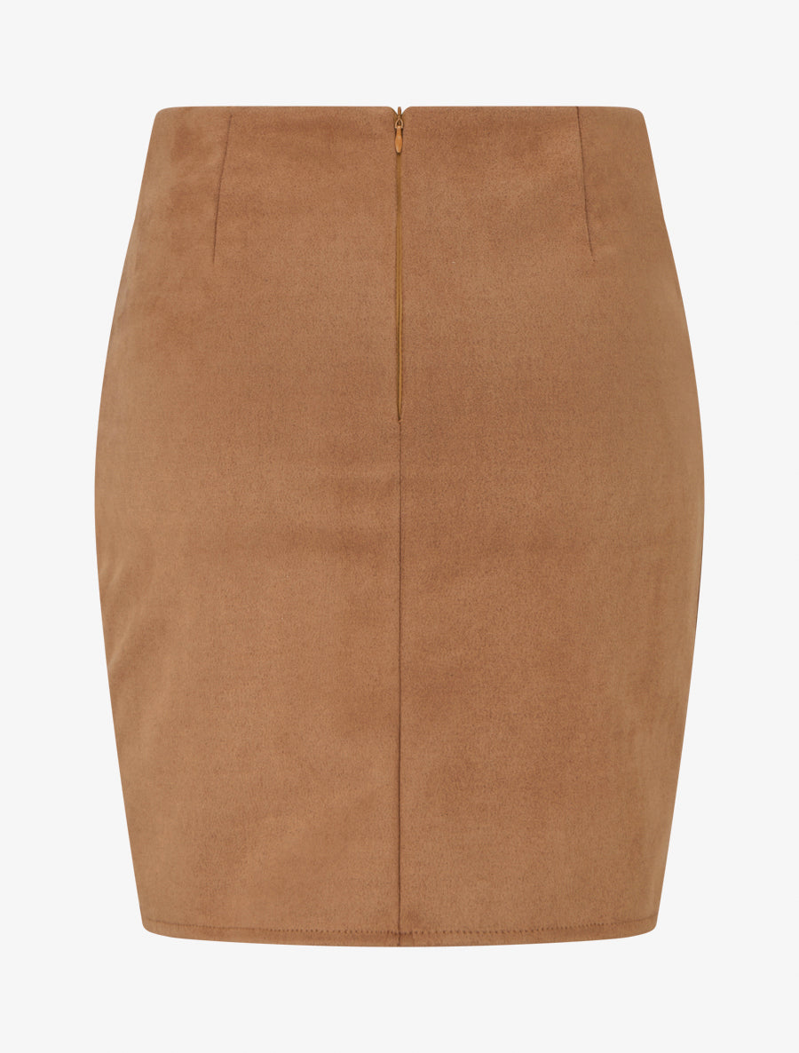 Jupe courte en suédine - Camel - 2