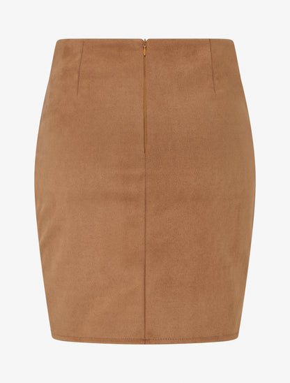 Jupe courte en suédine - Camel - 2
