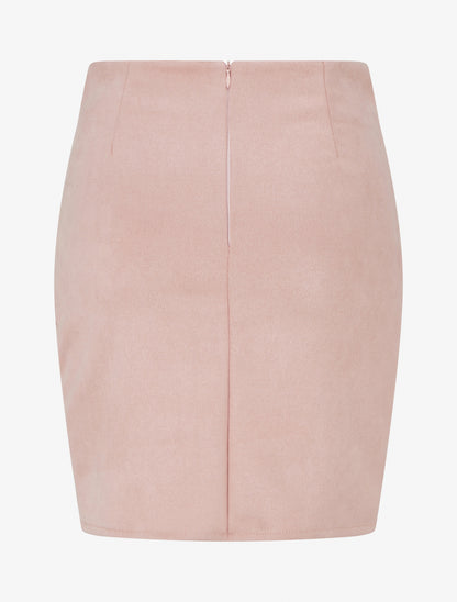 Jupe courte en suédine - Rose - 2