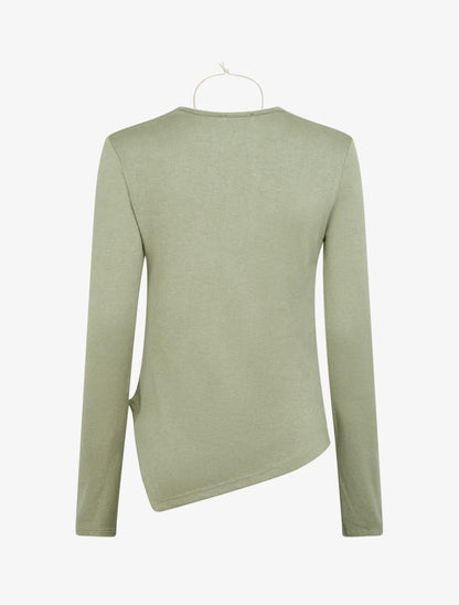 Pull asymétrique à col bénitier - Kaki - 2