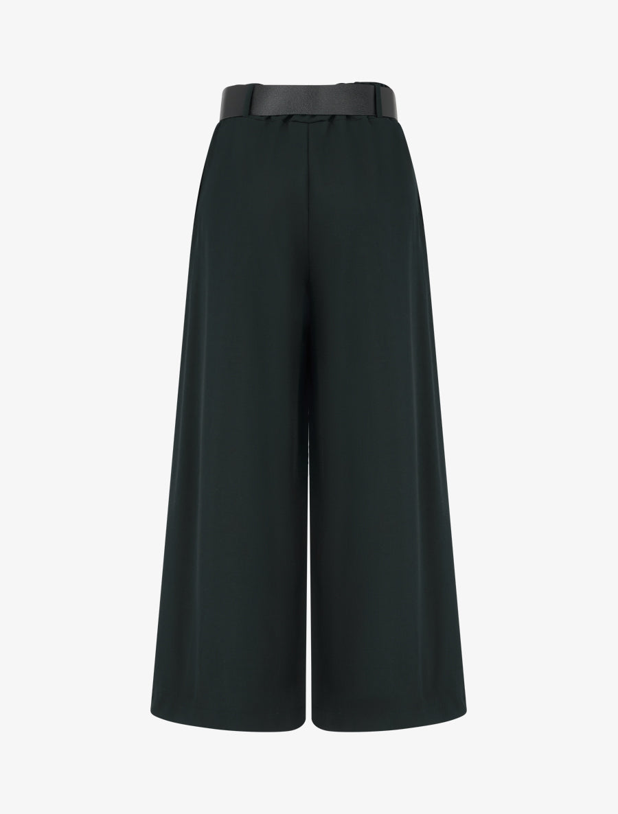 Pantalon ample uni à taille haute - Noir - 2