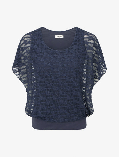 Top boule en dentelle - Marine - 1