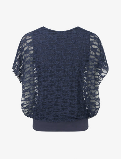 Top boule en dentelle - Marine - 2