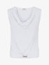 Top uni à empiècement bijou strassé - Blanc - 1