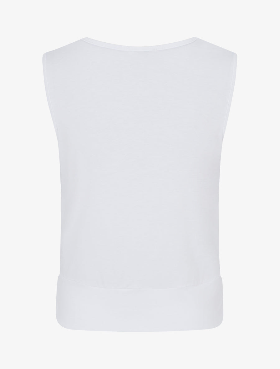 Top uni à empiècement bijou strassé - Blanc - 2