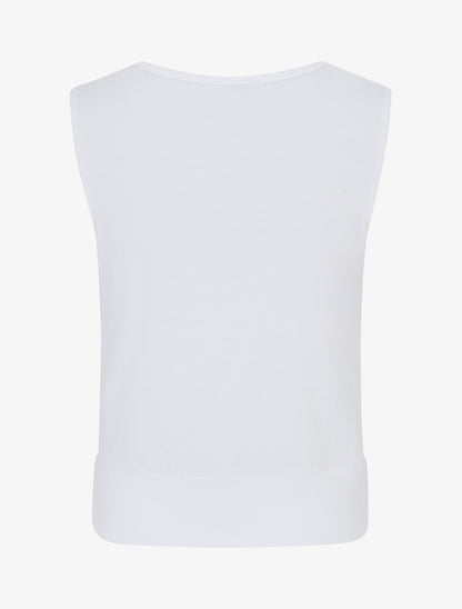 Top uni à empiècement bijou strassé - Blanc - 2